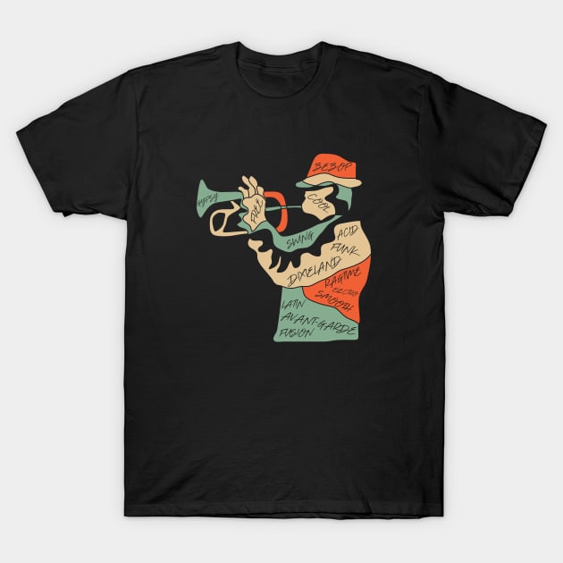 Colorful Jazz Musician Trumpeter T-Shirt by jazzworldquest